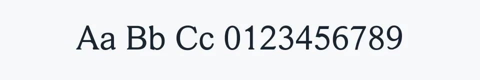 Rzeczywista próbka kroju MPH 2B Damase — Aa Bb Cc 0123456789