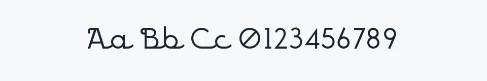 Rzeczywista próbka kroju BPscript — Aa Bb Cc 0123456789