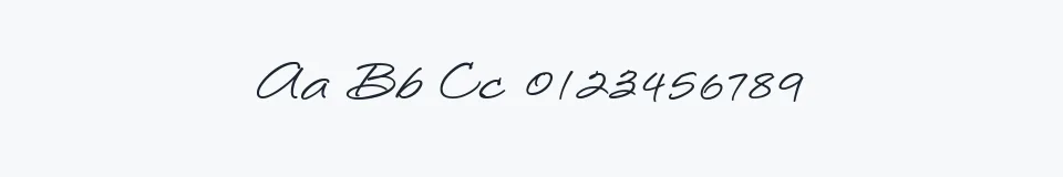 Rzeczywista próbka kroju LoosieScript — Aa Bb Cc 0123456789