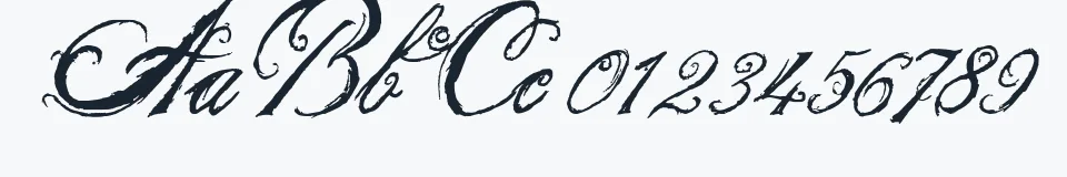 Rzeczywista próbka kroju the King & Queen font — Aa Bb Cc 0123456789