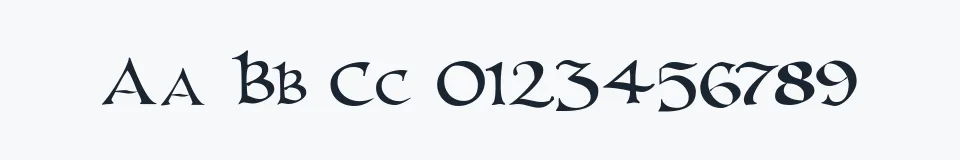 Rzeczywista próbka kroju UnZialish — Aa Bb Cc 0123456789