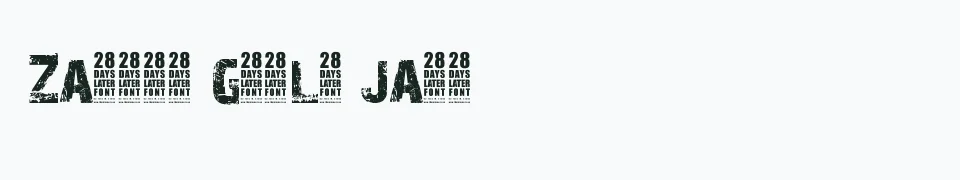 Rzeczywisty podgląd fontu 28 Days Later – Zażółć gęślą jaźń