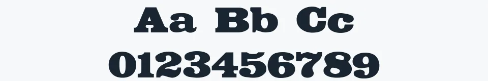 Rzeczywista próbka kroju FetteEgyptienne — Aa Bb Cc 0123456789