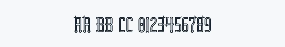 Rzeczywista próbka kroju RubaiyatEngraved — Aa Bb Cc 0123456789