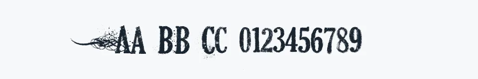 Rzeczywista próbka kroju DEAD SECRETARY — Aa Bb Cc 0123456789