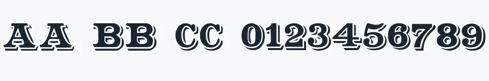 Rzeczywista próbka kroju Shadowed Serif — Aa Bb Cc 0123456789