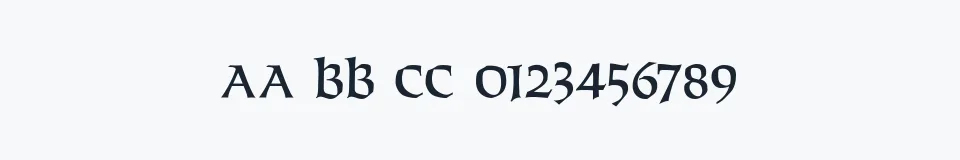 Rzeczywista próbka kroju Solemnity — Aa Bb Cc 0123456789