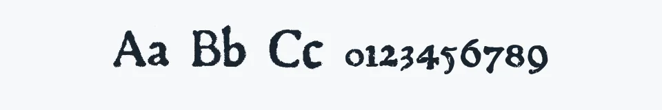 Rzeczywista próbka kroju 1470Jenson — Aa Bb Cc 0123456789