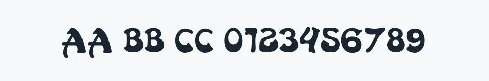 Rzeczywista próbka kroju HongKong — Aa Bb Cc 0123456789