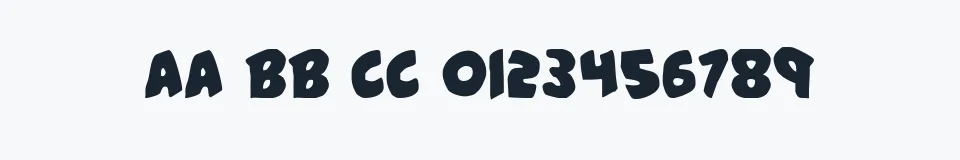 Rzeczywista próbka kroju #44 Font — Aa Bb Cc 0123456789