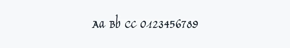 Rzeczywista próbka kroju Calligraphy — Aa Bb Cc 0123456789