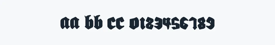 Rzeczywista próbka kroju BiergÃ — Aa Bb Cc 0123456789