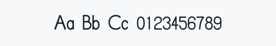 Rzeczywista próbka kroju FC Basic Font — Aa Bb Cc 0123456789