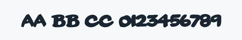 Rzeczywista próbka kroju Yard Sale — Aa Bb Cc 0123456789