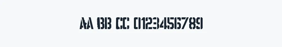 Rzeczywista próbka kroju VINCA STENCIL — Aa Bb Cc 0123456789