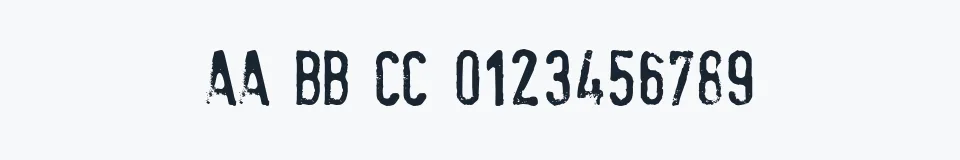 Rzeczywista próbka kroju stamPete — Aa Bb Cc 0123456789
