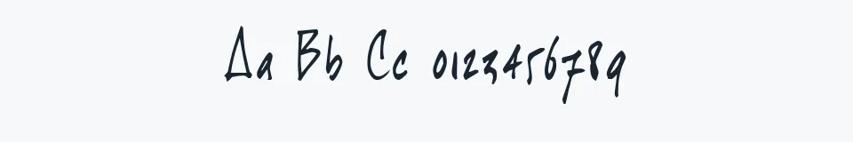 Rzeczywista próbka kroju joeHand 1 — Aa Bb Cc 0123456789