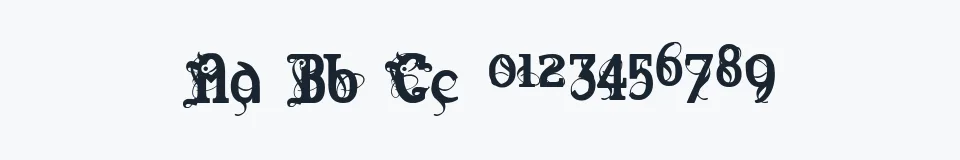 Rzeczywista próbka kroju Marquis De Sade — Aa Bb Cc 0123456789