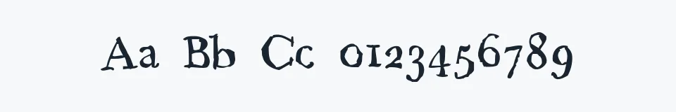 Rzeczywista próbka kroju Caslame — Aa Bb Cc 0123456789