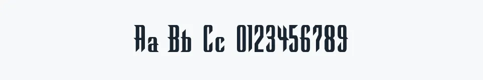 Rzeczywista próbka kroju Warlock — Aa Bb Cc 0123456789