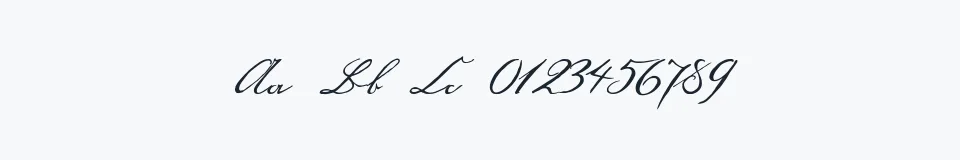 Rzeczywista próbka kroju Handwriting1800 — Aa Bb Cc 0123456789