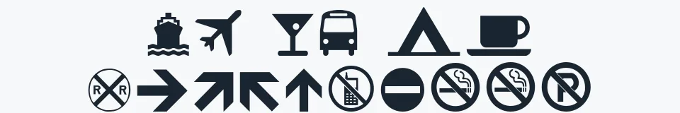 Rzeczywista próbka kroju Travelcons — Aa Bb Cc 0123456789