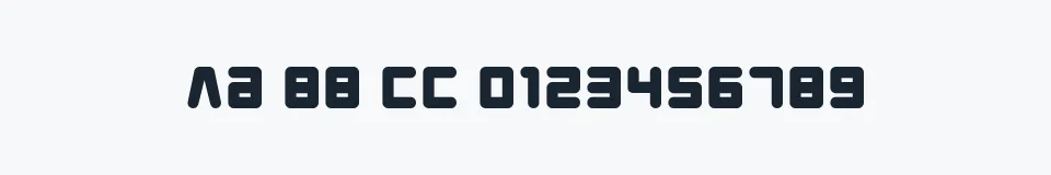 Rzeczywista próbka kroju Young Techs — Aa Bb Cc 0123456789