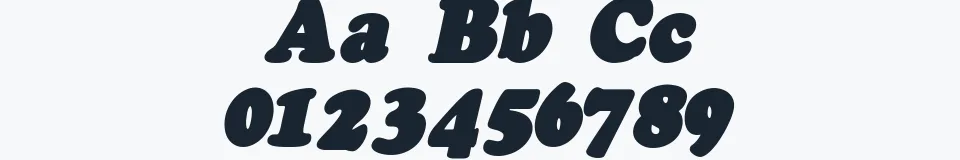 Rzeczywista próbka kroju Fatso CS — Aa Bb Cc 0123456789