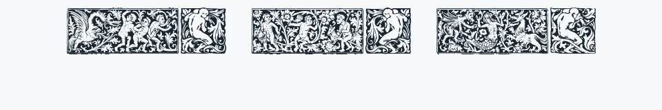 Rzeczywista próbka kroju Woodcut1 — Aa Bb Cc 0123456789