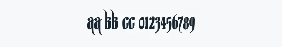 Rzeczywista próbka kroju sir william — Aa Bb Cc 0123456789