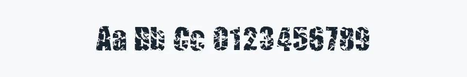 Rzeczywista próbka kroju CMCorruged — Aa Bb Cc 0123456789