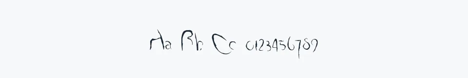 Rzeczywista próbka kroju Smudged Alphabet — Aa Bb Cc 0123456789