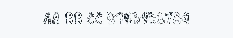 Rzeczywista próbka kroju Crown Doodle {denne} — Aa Bb Cc 0123456789