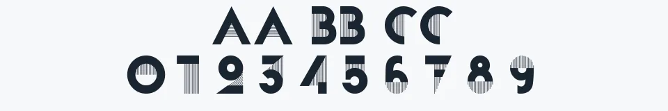 Rzeczywista próbka kroju Bifur — Aa Bb Cc 0123456789