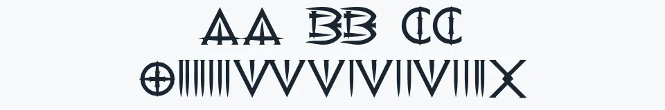 Rzeczywista próbka kroju Cenobyte — Aa Bb Cc 0123456789