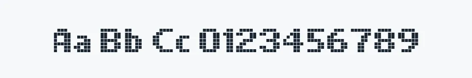 Rzeczywista próbka kroju LLPixel — Aa Bb Cc 0123456789