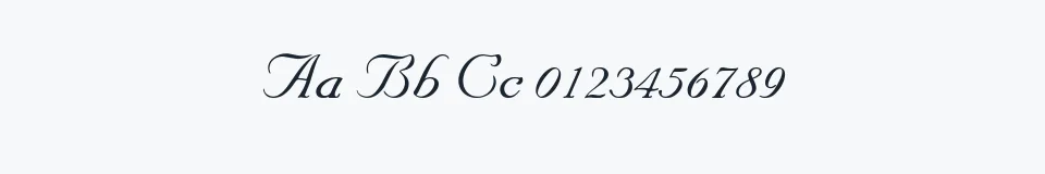 Rzeczywista próbka kroju Marriage-Script — Aa Bb Cc 0123456789