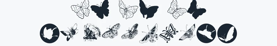Rzeczywista próbka kroju ButterFly — Aa Bb Cc 0123456789