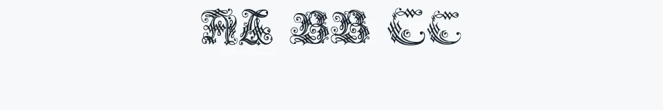 Rzeczywista próbka kroju OrnamentalInitial — Aa Bb Cc 0123456789