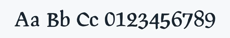 Rzeczywista próbka kroju PragRoman — Aa Bb Cc 0123456789