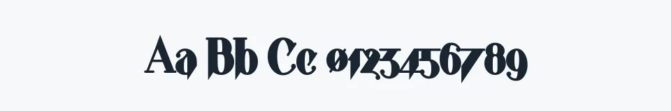 Rzeczywista próbka kroju Shark — Aa Bb Cc 0123456789