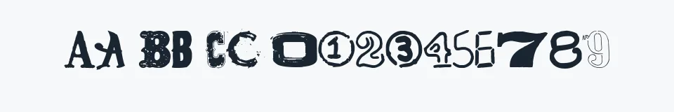 Rzeczywista próbka kroju Jailbox1 — Aa Bb Cc 0123456789