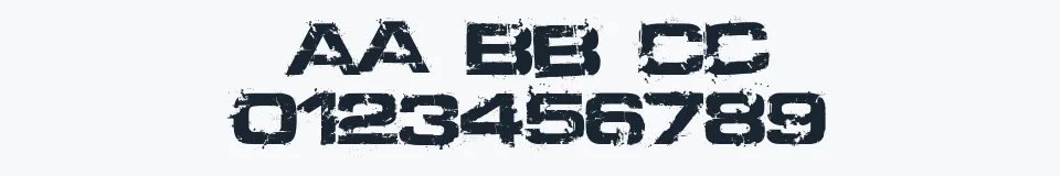 Rzeczywista próbka kroju Defused — Aa Bb Cc 0123456789