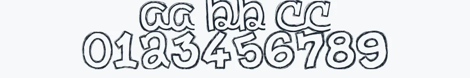 Rzeczywista próbka kroju Clementine Sketch — Aa Bb Cc 0123456789