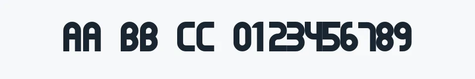 Rzeczywista próbka kroju Gear Proportion — Aa Bb Cc 0123456789