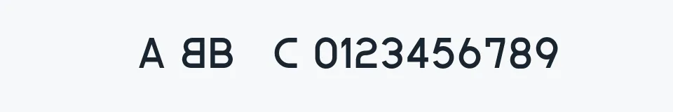 Rzeczywista próbka kroju MW CODE — Aa Bb Cc 0123456789
