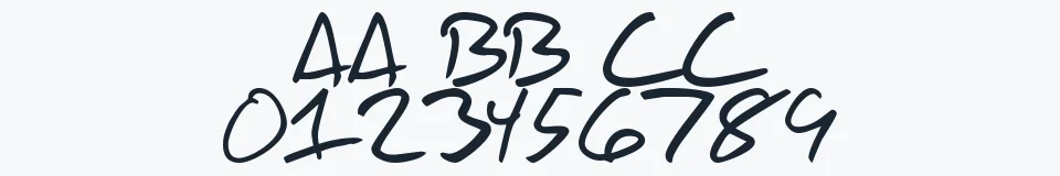 Rzeczywista próbka kroju Scrawl Of The Chief — Aa Bb Cc 0123456789