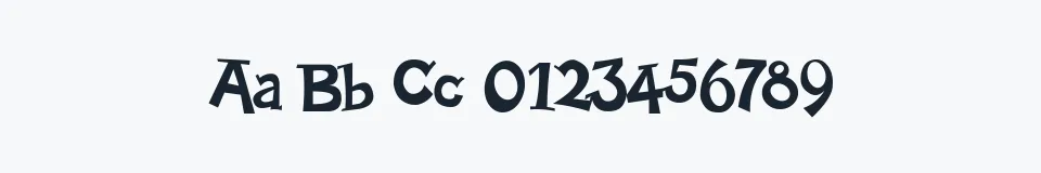 Rzeczywista próbka kroju Happy Serif — Aa Bb Cc 0123456789