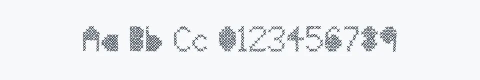 Rzeczywista próbka kroju Mesh Stitch — Aa Bb Cc 0123456789