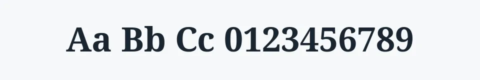 Rzeczywista próbka kroju Droid Serif — Aa Bb Cc 0123456789